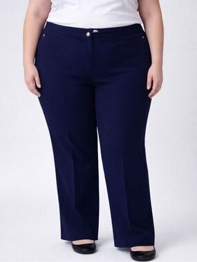 Laura Plus Petites Navy Blue Zip Front Trousers Size 16